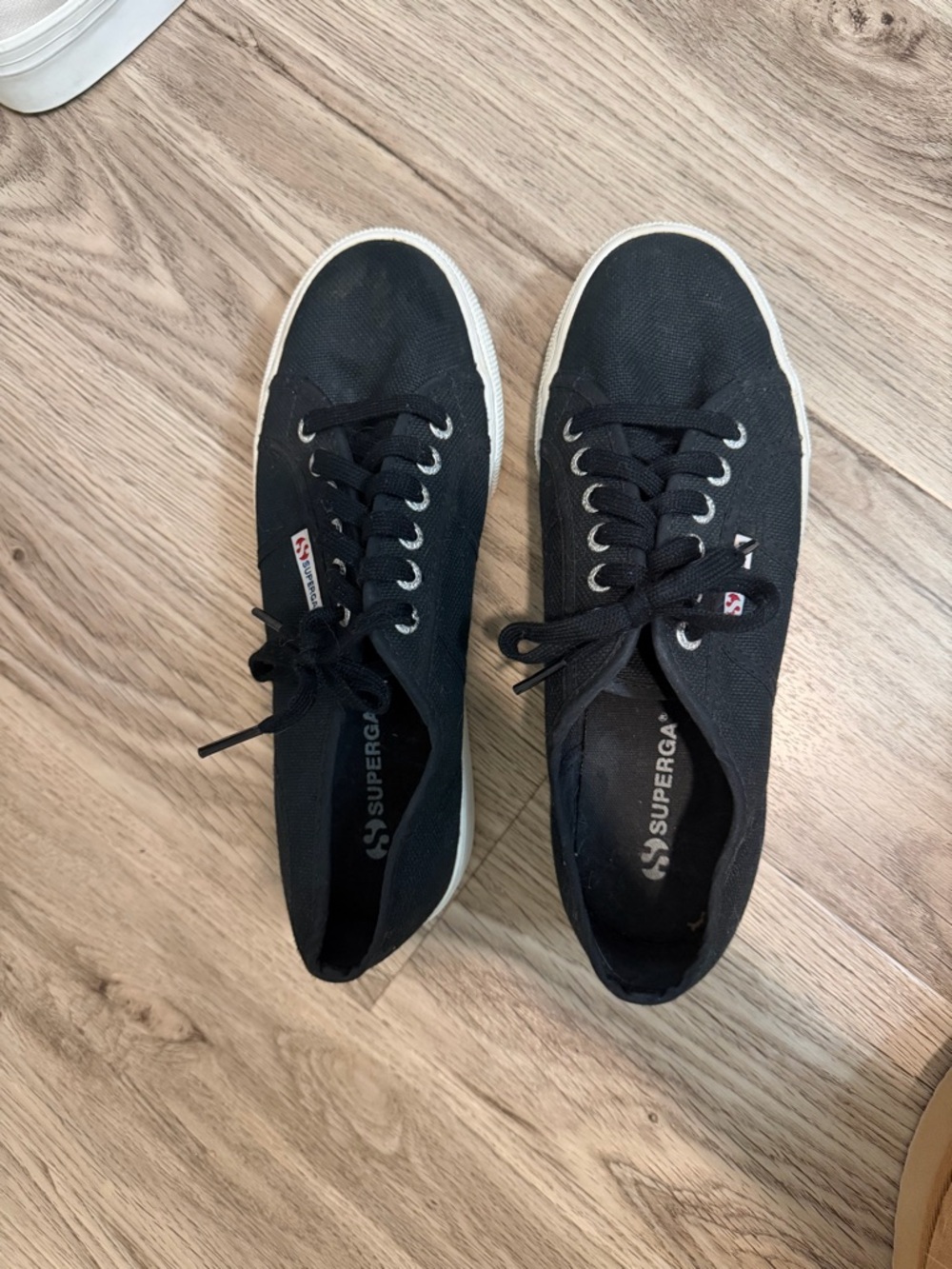 Superga Black Canvas Platform Sneakers